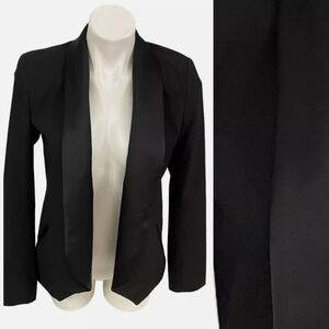 Michael Michael Kors Black Satin Lapel Blazer Jacket W/ Pockets